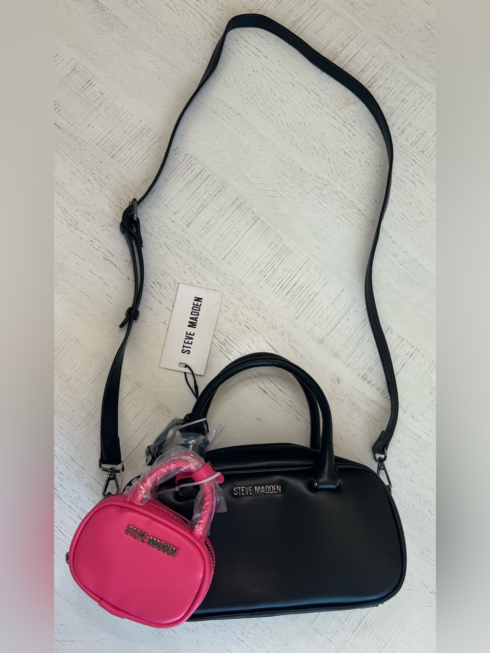 NWT Steve Madden Black Sachel Bag with Pink Mini Sachel Bag